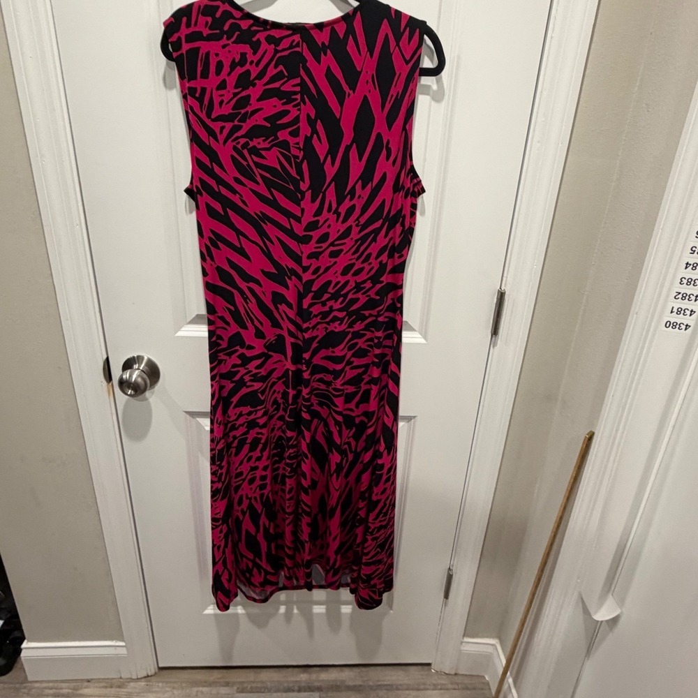 Kasper Womens Dress Abstract Animal Print Faux Wrap Pink Black PXL - Picture 7 of 12